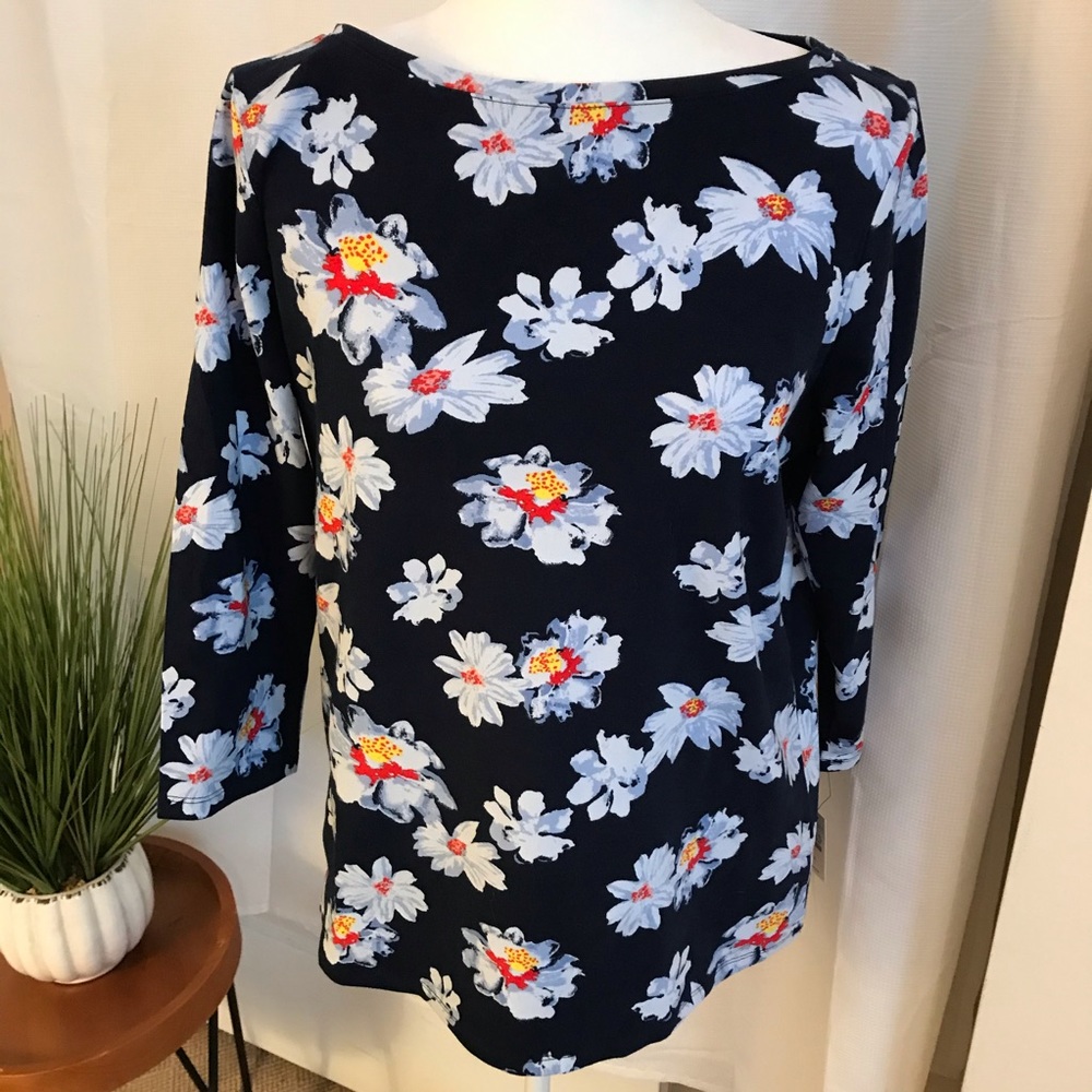 NWT Talbots Navy Floral T-Shirt Size X